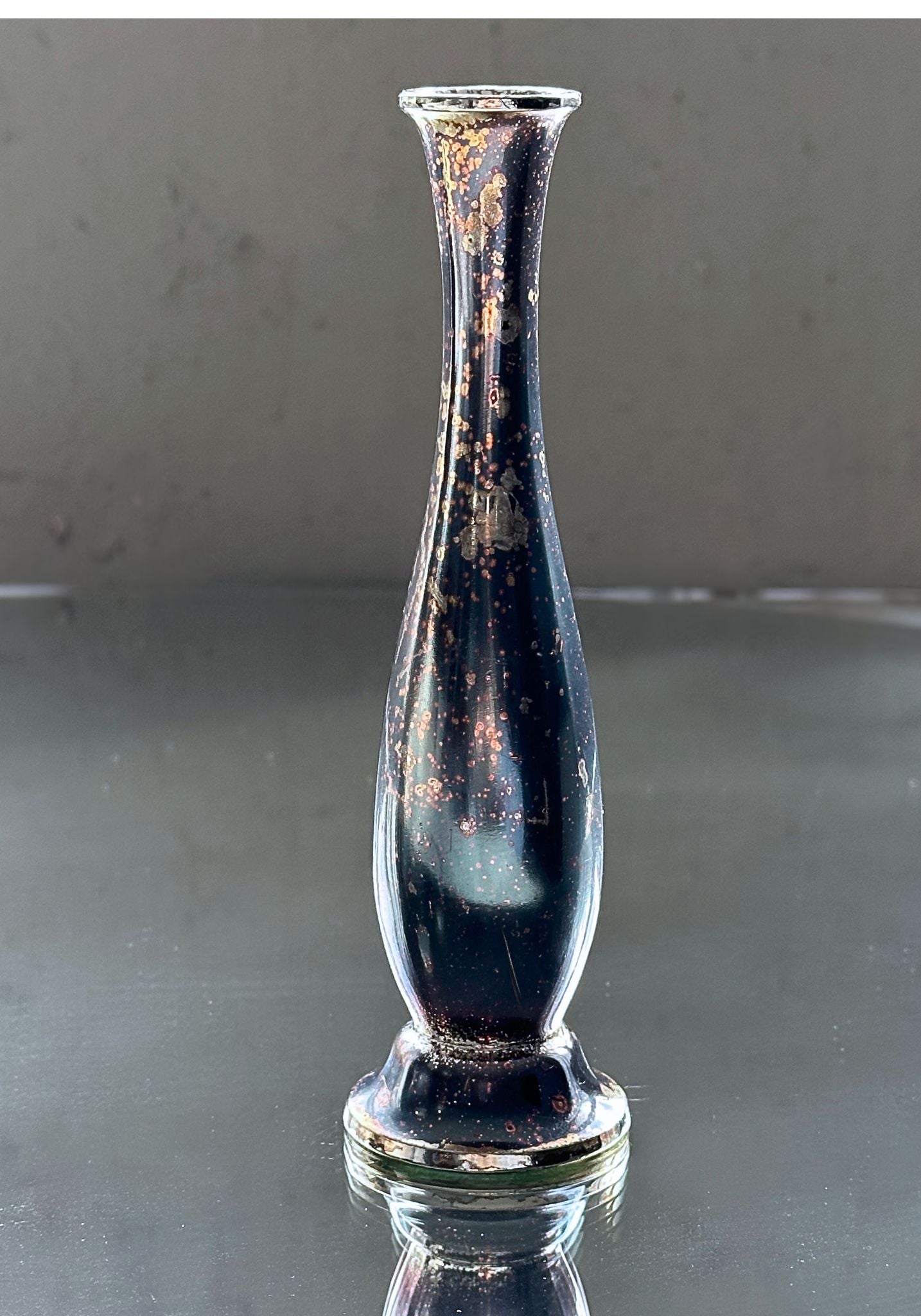 VTG SILVERPLATE BUD VASE WITH PATINA (JAPAN)