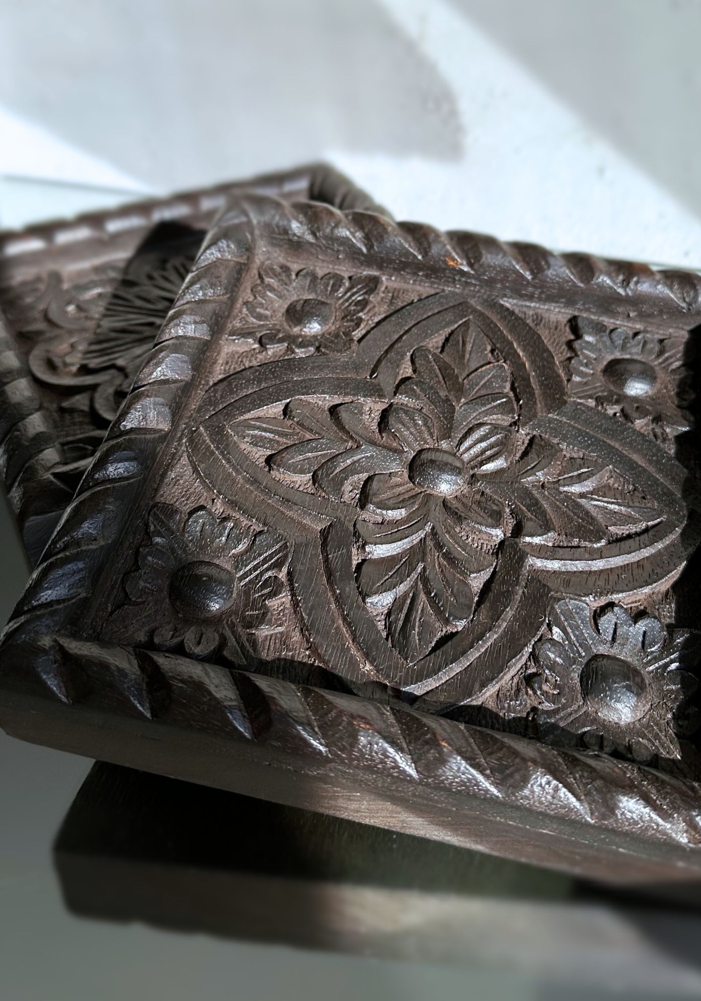 HAND CARVED WOODEN FLORAL WALL PANELS (2)